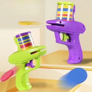 1pc 폼 디스크 발사기 비행 디스크 휴대용 슈터 실내 슈팅 게임 소년과 소녀를위한 야외 뒷마당 장난감 생일 선물