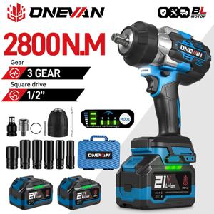 ONEVAN 2800N.M 브러시리스 전기 임팩트 렌치 1/2인치 무선 토크 렌치 스크루드라이버 파워툴 (마키타 18V 배터리 핀용)