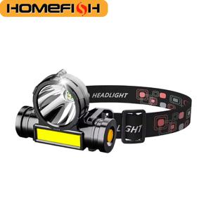 HOMEFISH 강력한 LED 헤드램프 USB 충전식 헤드 랜턴 손전등 방수 캠핑 낚시 야외 헤드 라이트