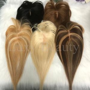 8x12cm 인간의 머리카락 토퍼 (Bangs 포함) 여성 자연 블랙 브라운 하이라이트 금발 피부 두피 클립 토퍼 헤어 피스 인간의 머리카락