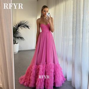 RFYR 라인 파티 드레스 아가 이브닝 가운 Pleats Tiered Layers 가운 여성 연예인 갈라 vestidos de fiesta Customized