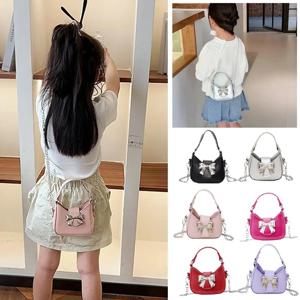 한국어 스타일 소녀 공주 가방 여자를위한 귀여운 달콤한 활 체인 Crossbody 가방 Bowknot 손 가방 유아 지갑과 핸드백 선물