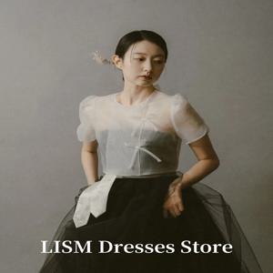 LISM 빈티지 A 라인 한국 웨딩 드레스 사진 촬영 소프트 튤 오 넥 바닥 길이 이브닝 가운웨딩드레스맞춤형 코르셋
