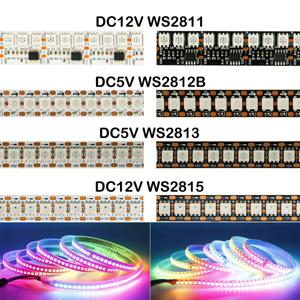WS2812B WS2815 WS2813 개별적으로 주소 지정이 가능한 RGBIC LED 스트립 WS2811 WS2812 30/60/144픽셀/Led/m 스마트 테이프 조명 DC5V/12V