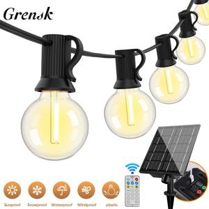 7.6M 18M 30M LED 태양 문자열 조명 G40 파티오 빛 비산 방지 전구 캠핑카 정원 방수 매달려 조명 정원 Decora