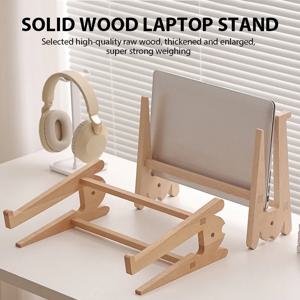 단단한 나무 노트북 스탠드 Macbook Air Pro 액세서리 용 이동식 수직 브래킷 냉각베이스 편리함