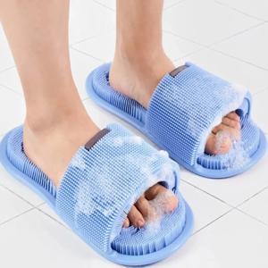 1pc 매직 발 세척 슬리퍼 만능 강모 미끄럼 방지 실리콘 발 세척 엑스 폴리 에이 팅 마사지 슬리퍼 욕실 청소 브러쉬