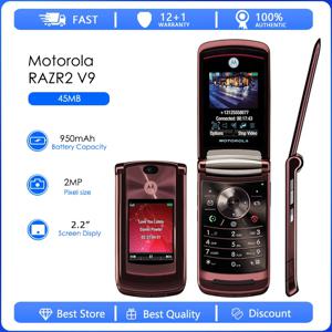 리퍼비시 모토로라 RAZR2 V9 오리지널 V9 2MP 탈착식 배터리 950mAh 휴대폰 도매 무료 배송