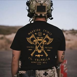 북유럽 신화 인쇄 여름 남성 전술 군사 팬 국경 관찰 그룹 American Tough Guy 반팔 티셔츠