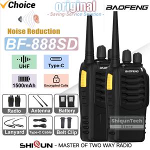 2PCS Baofeng BF-888SD 워키 토키 소음 감소 UHF 암호화 통화 휴대용 Type-C 충전 업그레이드 BF-888S 햄 라디오 4PCS