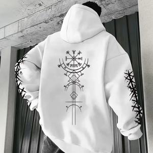 가을 겨울 핫세일 남성 후드티 고급스러운 앤틱 바이킹 룬 패턴 스웨트셔츠 남성용 홈/아웃도어 편안하고 따뜻한 캐주얼 코트