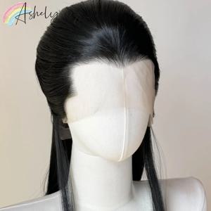 애슐리 위도우스 피크 가발 블랙 레이스 프론트 가발 26인치 13*4 합성 레이스 가발 스트레이트 헤어 내열성 섬유 코스프레 가발