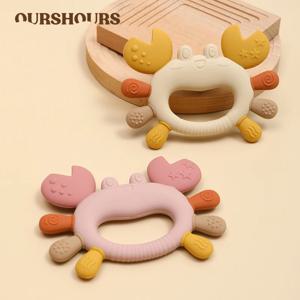 귀여운 게 모양의 아기 실리콘 젖니가 남 장난감 신생아 선물 잡기 쉬운 유아 씹는 장난감 Teether BPA 무료 아기 액세서리