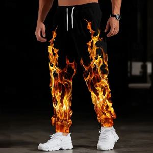 Optical Illusion Lightning Flame 남성용 사이드 포켓 신축성있는 드로우 스트링 스웨트 팬츠 조깅 바지 캐주얼 바지 가을 겨울