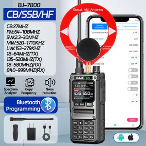 바제톤 BJ-7800 무전기 장거리 SW MW LW AM SSB CB 10W 수신 무선 블루투스 전화 프로그래밍 NOAA 양방향 라디오