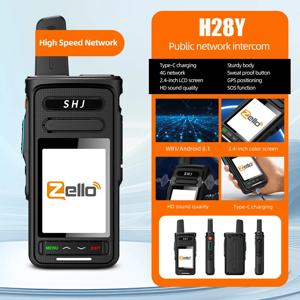 젤로 POC 무전기 2.4인치 안드로이드 8.1 스마트 무전기, 4G SIM/WiFi, 100마일 장거리, 블루투스 핸드헬드 무전기