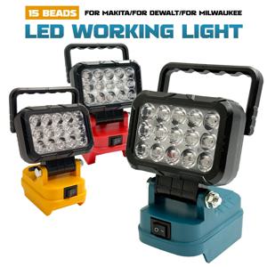 Makita, Milwaukee, Dewalt 용 전동 공구 부품 18V 리튬 이온 배터리 LED 작업 조명 야외 램프 핸드 랜턴 스포트라이트