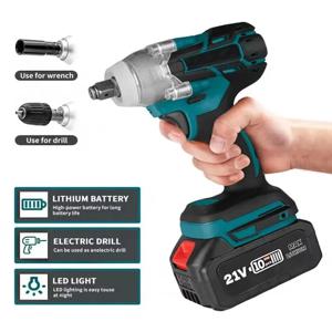 2 in 1 브러시리스 무선 렌치 LED 라이트 마키타 배터리 호환 21V 브러시리스 전동 임팩트 렌치 1/2인치 전동 공구
