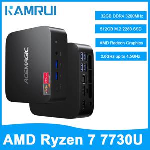 KAMRUI 미니 PC AMD Ryzen7 7730U 32GB DDR4 3200MHz 듀얼 채널 512GB M.2 SSD WiFi6 Radeon Win11 미니 데스크탑 컴퓨터 (게이밍용)