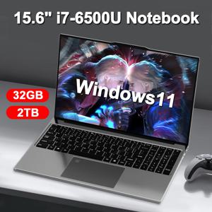 LENO 15.6인치 노트북 휴대용 인텔 코어 i7-6500U 32GB 램 2TB SSD 윈도우 11 노트북 게이머 1080P 디스플레이 사무실 학습용 컴퓨터 PC