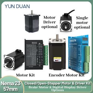 Nema 23 57 스테퍼 모터 키트 1.2-3.2Nm 정밀 엔코더 모터 브레이크 모터 드라이버(디지털 디스플레이 포함) 폐쇄/개방 루프 옵션