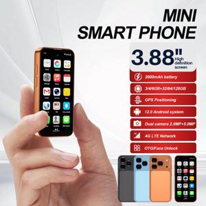 SERVO 4G LTE 미니 스마트폰, 3.88인치 디스플레이, 안드로이드 12, 6GB RAM + 128GB 저장 공간, 듀얼 SIM, 얼굴 인식 잠금 해제, GPS, OTG, Wi-Fi, 플레이 스토어 지원, 휴대용 모바일폰