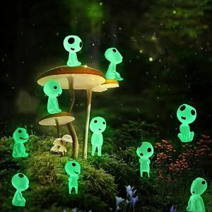 10개 발광 레진 유령 피규어, 수족관용 미니어처 외계인 장식, DIY 테라리움 공예품, 할로윈 야외 장식