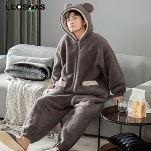 남성용 겨울 플러피 파자마 원지스 슈퍼 웜 홈웨어 플러시 슬립웨어 보온 두꺼운 성인용 원지스 루즈 귀여운 옷
