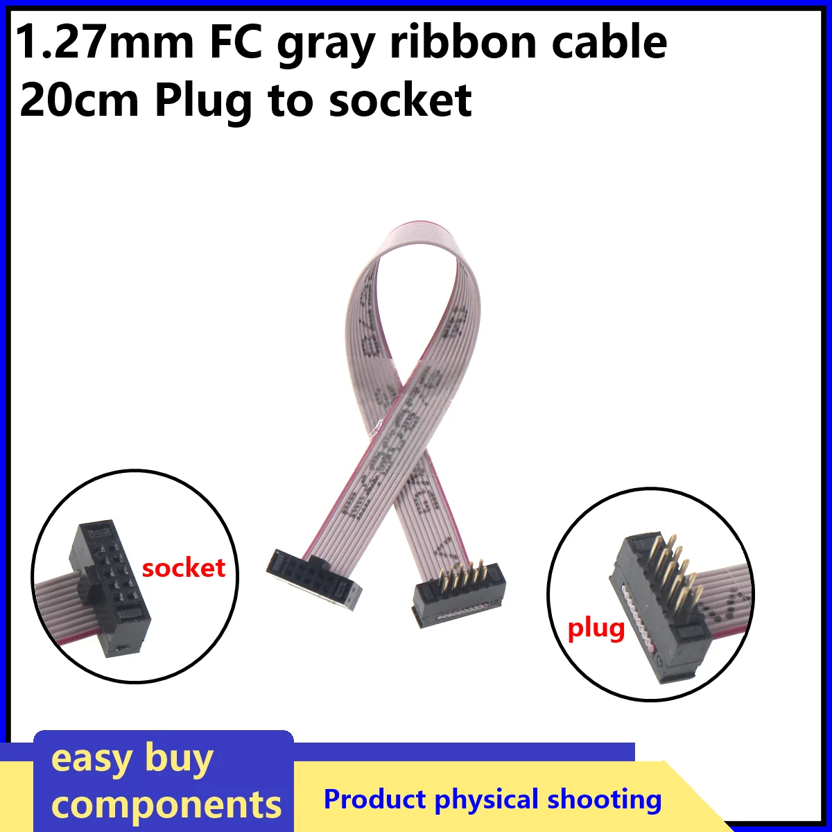 1PCS FC-FD DC4 IDC 1.27MM 피치 암수 커넥터 10P 20P 30P 40P 50P 20CM 30CMPIN 플랫 리본 다운로드 데이터 케이블