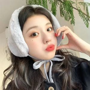 신상 플러시 겨울용 작은 스카프 단색 귀 보호 타이 이어머프 부드럽고 두꺼운 따뜻한 목도리