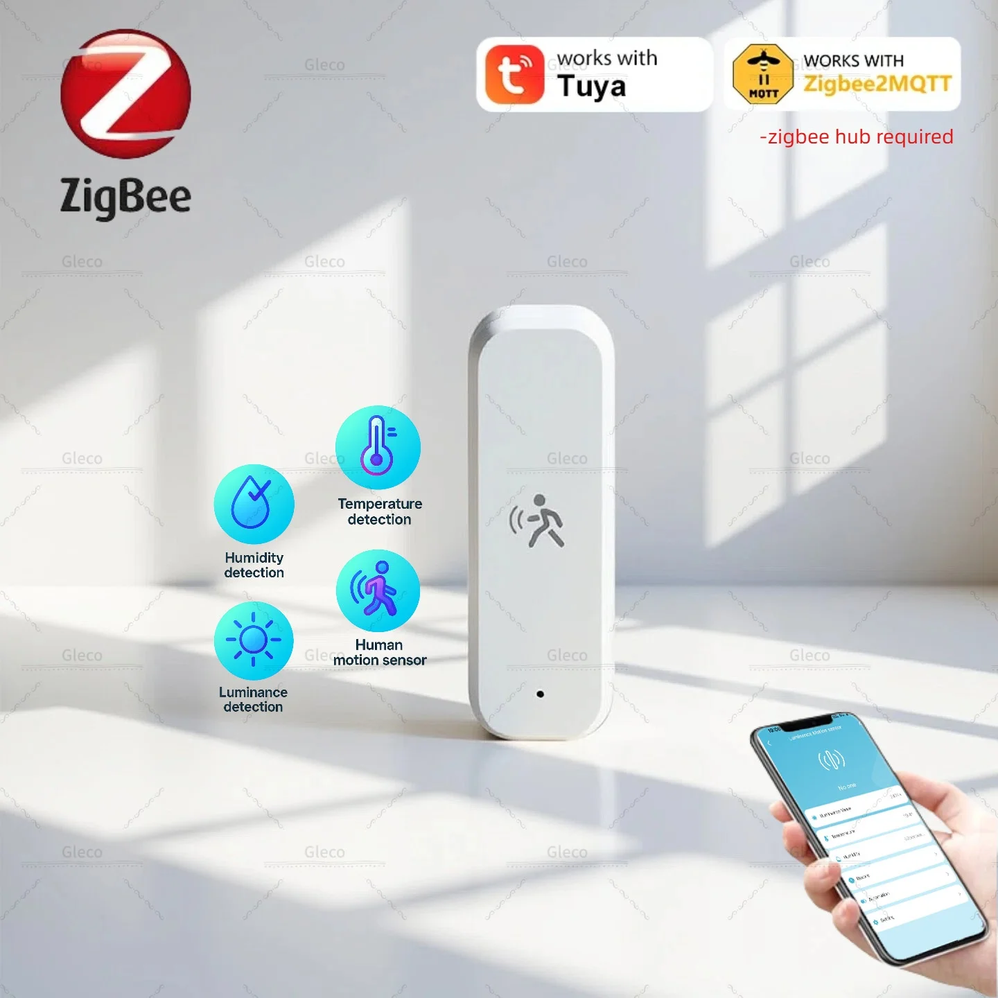 Zigbee 인간 PIR 모션 센서 옵션 조명/온도/습도 감지 5가지 유형 Tuya Smart Life/MQTT 홈 자동화에 사용 가능
