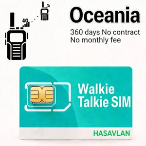 오세아니아 무약정 워키토키용 심 카드 1GB/360일 Cat4 LTE 3-in-1 심, 글로벌 ZELLO 무전기용 (BQ-889 등)