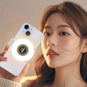 2in1 휴대용 접이식 마그네틱 충전식 링 조명 폰 홀더, 여행, 데스크탑, 셀카, 비디오, 메이크업에 적합