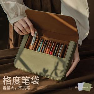 LT 홍디안 클래식 12펜 케이스 대용량 PU 가죽 휴대용 파우치 (스크래치 방지, 건조 방지 디자인, 마그네틱 서랍, 다용도)