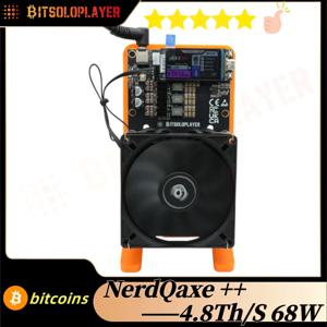 NerdQaxe++ 4.8TH/s 68w 4개 BM1370 Asic 칩 SHA-256 알고리즘 비트코인 ​​솔로 채굴기(120W 전원 공급 장치 포함)