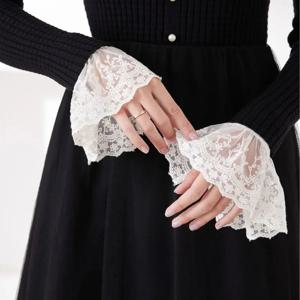 레이스 가짜 커프스 여성용 레이스 얇은 주름 장식 가짜 커프스 러플 손목밴드 장식 액세서리