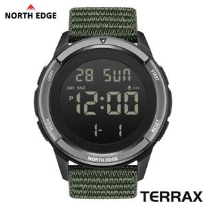 NORTH EDGE NEW TERRAX 남성용 디지털 밀리터리 시계 야외 스포츠 수영 방수 50M 스톱워치 카운트다운 시계 남성용