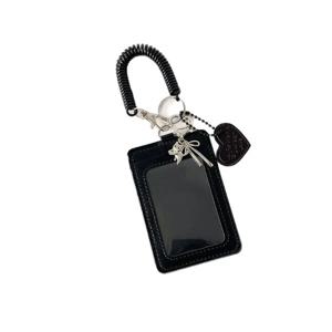 1Pcs ID 카드 보호 커버, 블랙 포토 부스, 키체인, 캠퍼스 카드 디스플레이, 보관용 펜던트