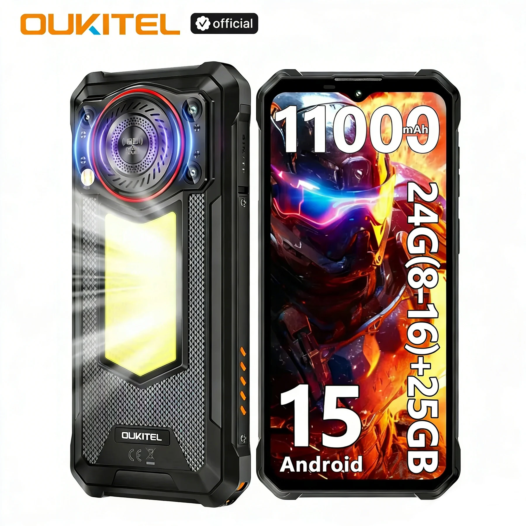 OUKITEL WP53 PRO 11000mAh 배터리 러기드 스마트폰, 24GB+256GB 휴대폰, 안드로이드 15 NFC 50MP 메인 카메라 휴대폰