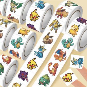 500pcs/롤 귀여운 픽셀 포켓몬 피카추 만화 애니메이션 씰링 스티커 DIY 노트북 데칼 장식 스티커 보상 선물 장난감
