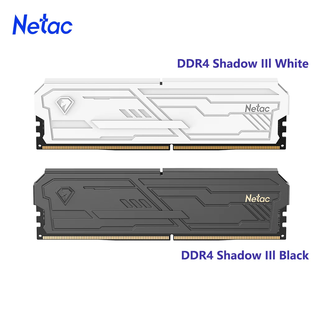 Netac DDR4 메모리 Shadow Ill 3200MHz 3600MHz 램 UDIMM DDR4 8G 16G 8Gx2 16Gx2 알루미늄 히트싱크 지원 XMP2.0 데스크탑용