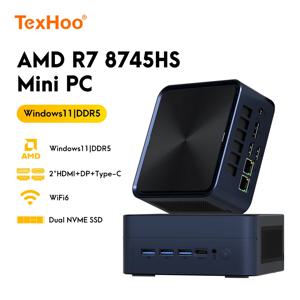 Texhoo 미니 PC NucBox 게이밍 미니 PC AMD Ryzen7 8745 7840HS DDR5 M.2 NVME SSD 지원 4K HDMI 디스플레이/WiFi6/USB3.2/Office