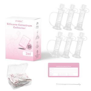 초유 수집 키트, 3ml/6개 모유 수집 아기 수유용, 재사용 가능, 열 및 냉동고 사용 가능, BPA 프리