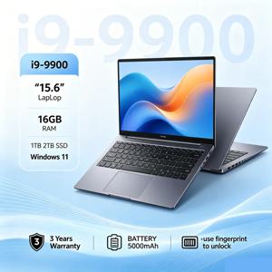 2026 LENOU 15.6인치 4K HD 노트북 인텔 코어 I9-9900 16GB 램 1TB SSD 윈도우 11 울트라 슬림 휴대용 게이밍 비즈니스 노트북