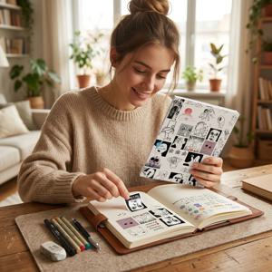 36장의 종이 스티커북, 낙서-밈 만화 얼굴, 학생들을 위한 자체 접착식 저널 스크랩북 장식 스티커