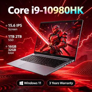 2026 15.6인치 초슬림 노트북 인텔 코어 I9-10980HK 32GB 램 2TB SSD 1080P FHD 윈도우 11 고성능 휴대용 노트북