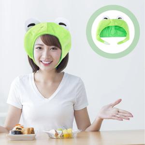 성인과 어린이를위한 녹색 개구리 머리 모자 재미있는 사진 소품 파티 코스프레 의상 할로윈 따뜻한 모자 만화 머리 장식