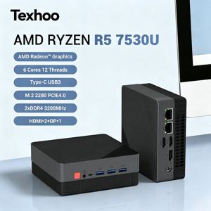 텍스후 미니 PC AMD 라이젠 5 7530U 윈도우 11 프로 8G DDR4 2666MHz 256G M.2 2280 NVME WIFI6 BT5.2 데스크탑 컴퓨터 사무용 컴퓨터