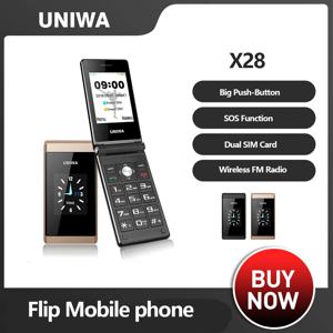 UNIWA X28 대형 버튼 휴대폰 x29 시니어 플립 휴대폰 GSM 듀얼 심 FM 라디오 러시아어 히브리어 키보드 폴더형 휴대폰