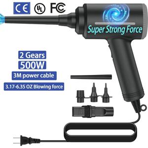 500W 전기 에어 더스터 및 에어 펌프 2-in-1, 컴퓨터, PC, 노트북 키보드 클리너, 수영장용 압축 공기 캔